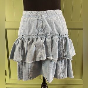 Free People Ruffles In The Sand Tiered Denim Mini Skirt